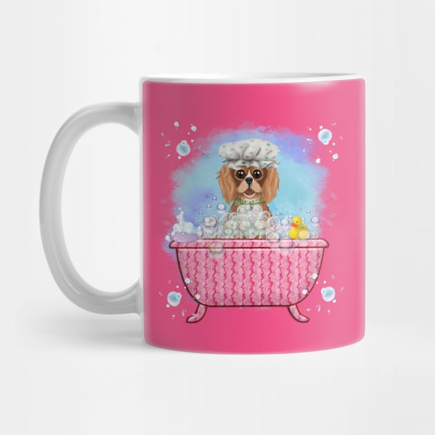 Ruby Cavalier King Charles Spaniel in a Bath Tub by Cavalier Gifts